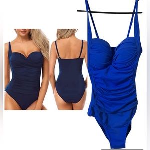 EUC Perona Colbat Blue One Piece Swimsuit Womens 8